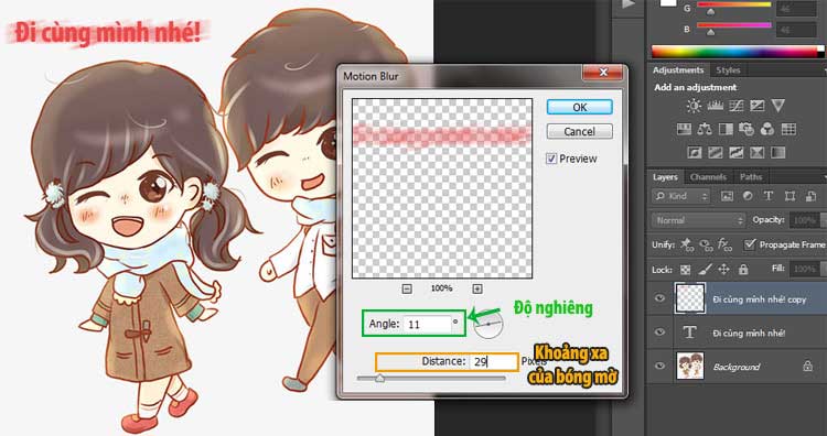 Cách làm mờ chữ trong photoshop