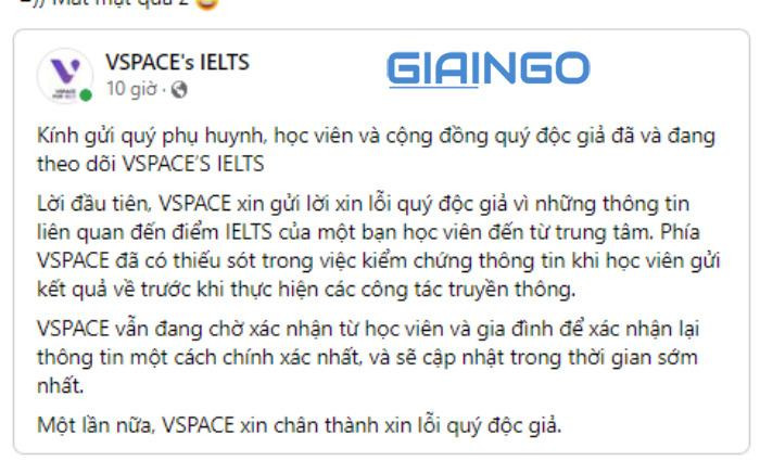 trung tâm tiếng anh xin lỗi 2k2 9.0