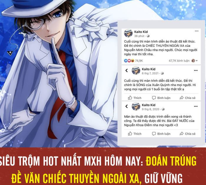 Xôn xao nhân vật Kaito Kid tiên đoán đề thi THPT 3 năm liên tiếp