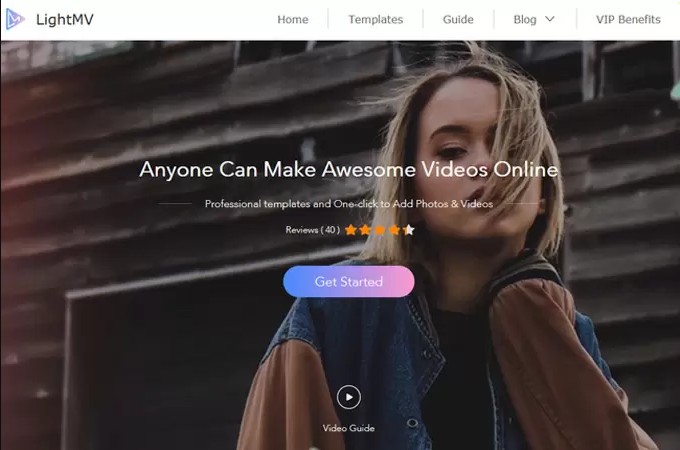 Làm video từ ảnh online tại website LightMV