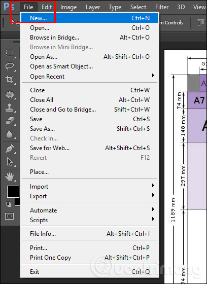 cách tạo khổ giấy A4 bằng photoshop CS6