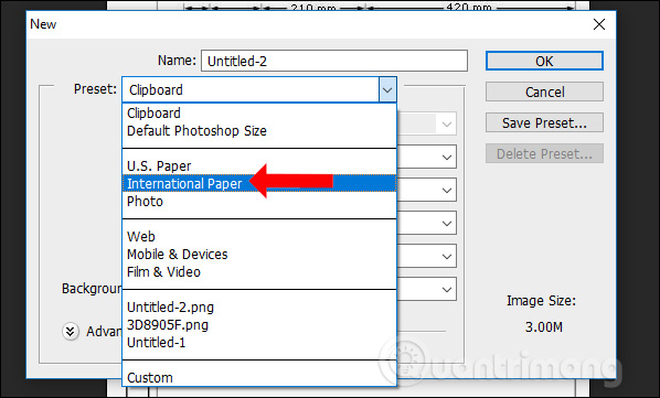 Cách tạo khổ giấy A4 trong Photoshop CC