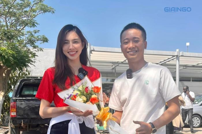 Quang Linh Vlog và hoa hậu Thùy Tiên hoạt động từ thiện tại Angola