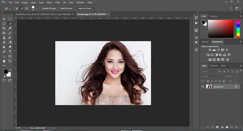 Tách tóc bằng Select and Mask trong Photoshop