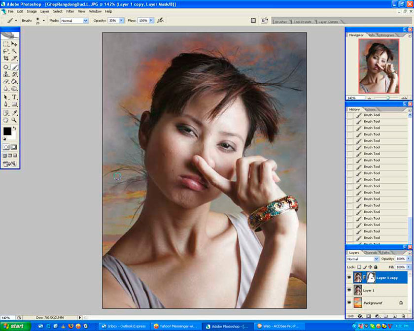 Tách tóc trong Photoshop bằng công cụ Multiply