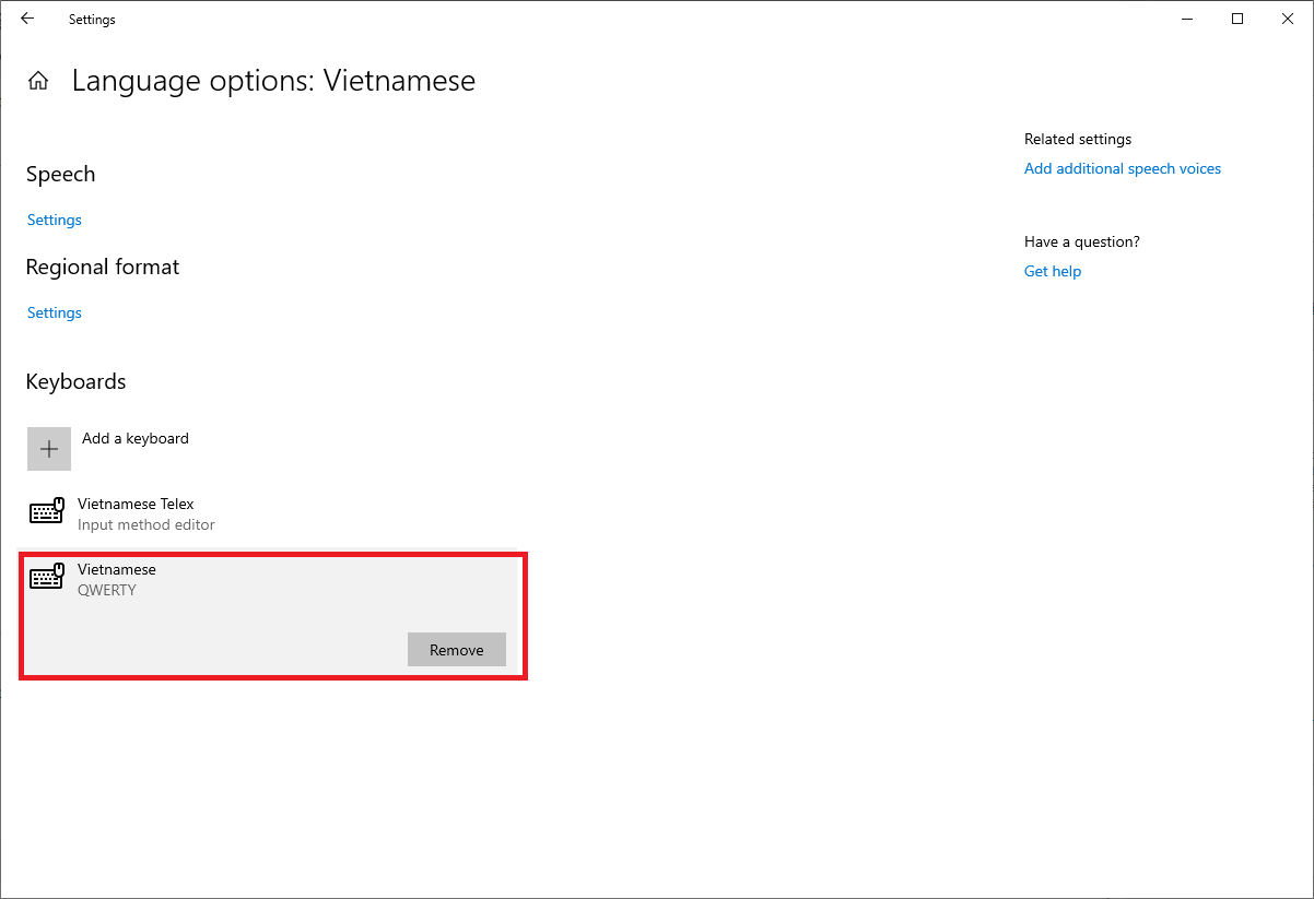 Cách bỏ vietnamese keyboard khỏi windows 10 1903