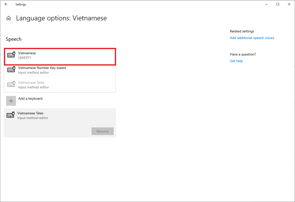 Cách loại bỏ vietnamese keyboard trong windows 10 update 1903