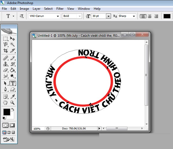 Cách tạo chữ vòng tròn trong photoshop