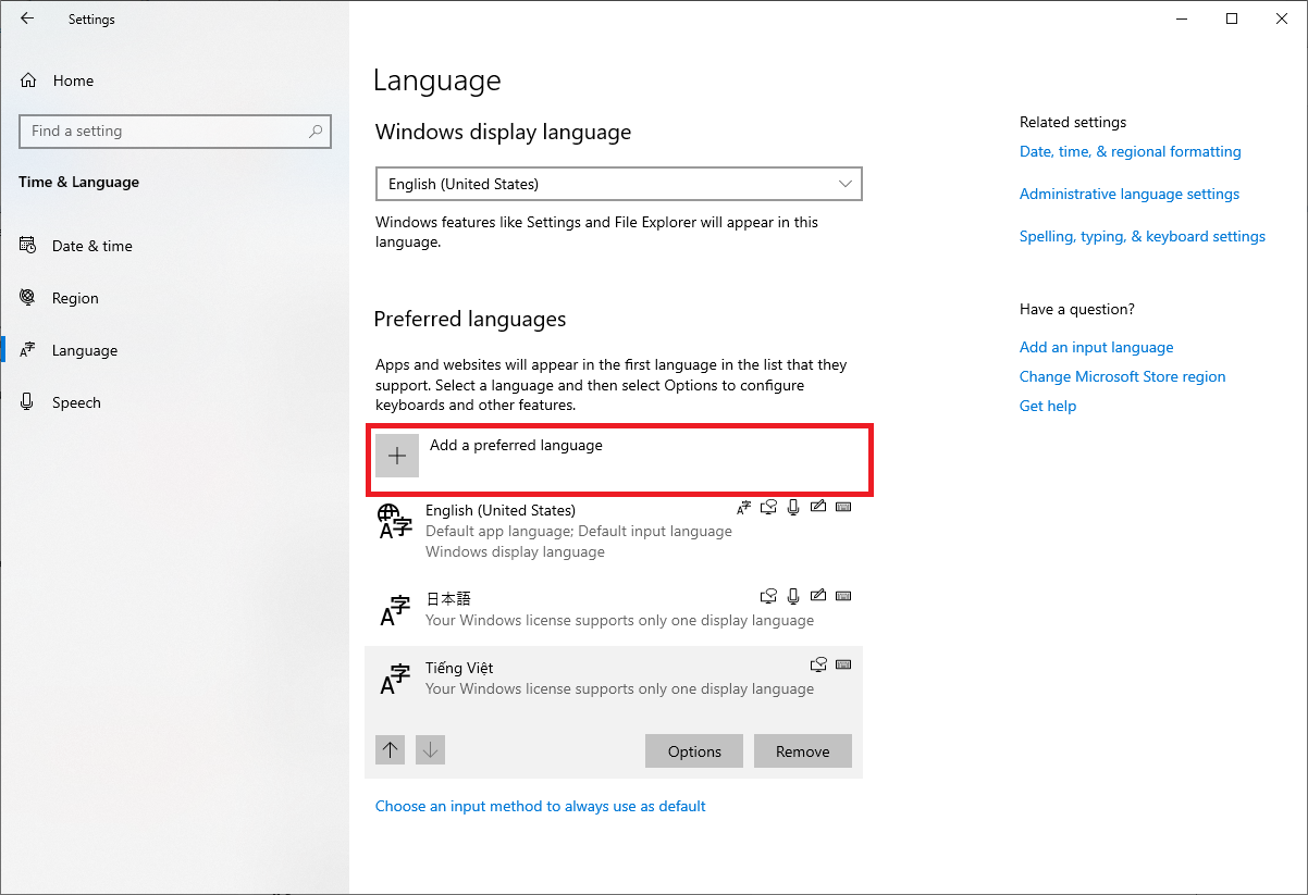 cách thêm bộ gõ tiếng việt trong windows 10 phiên bản 1903