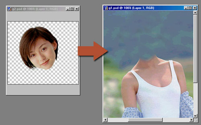 ghép đầu người này vào thân người kia trong photoshop