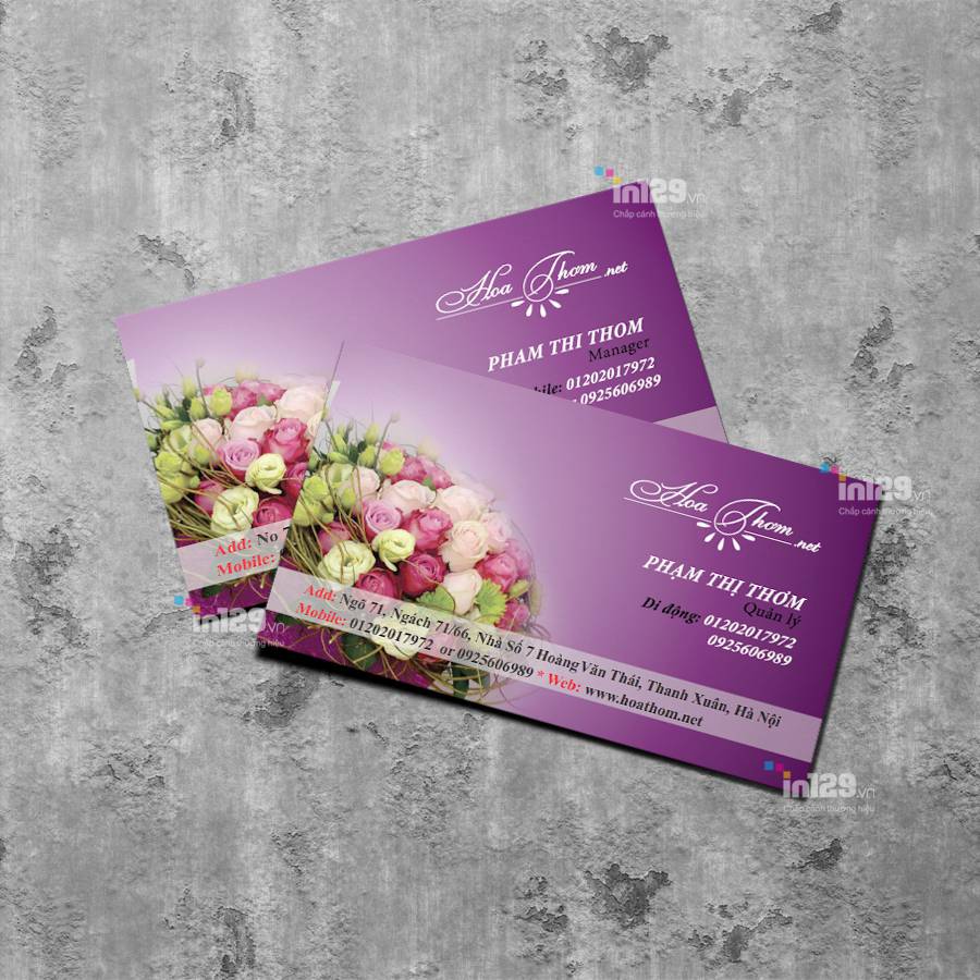 mẫu card visit đẹp cho shop hoa