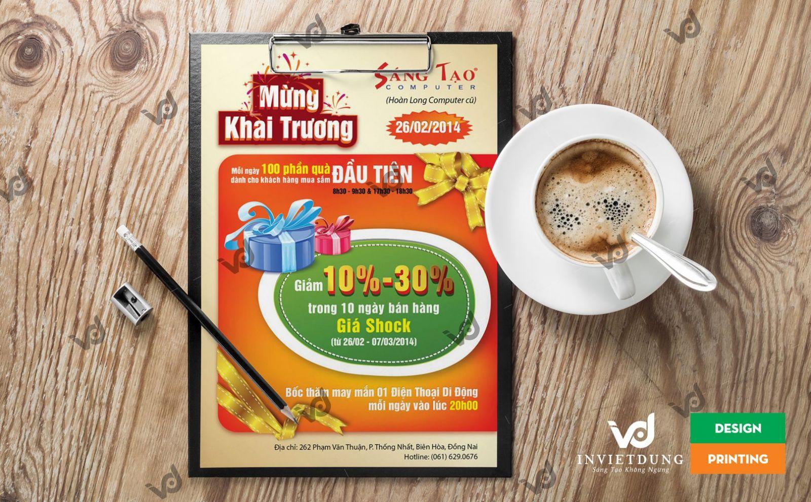 Tờ rơi khai trương cửa hàng máy tính