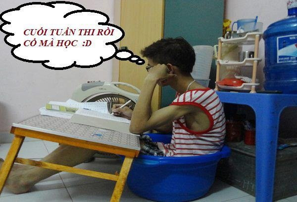 ảnh vui chế ngồi trong thau nước vì quá nắng nóng